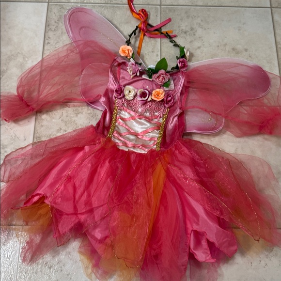 Halloween costume Pink and Orange Floral Fairy Headband size small 5-6 - Picture 1 of 6